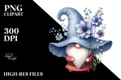 Gnome with Delphinium Hat, Whimsical PNG Product Image 2