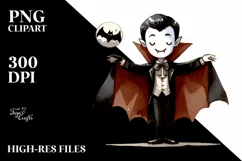 Funny Halloween Vampire Clipart, PNG Product Image 1