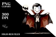 Funny Halloween Vampire Clipart, PNG Product Image 2