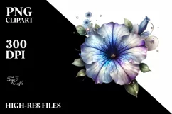 A Shiny Petunia Clipart with Watercolor Splash Product Image 3