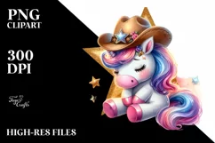 Shimmering Star Cowboy Hat Unicorn | Clipart Product Image 1
