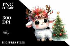 Enthusiastic Lamb with Reindeer Horns PNG Product Image 1