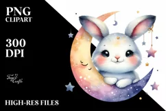 Cute Colorful Baby Arctic Hare with Moon and Stars Product Image 3
