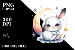 Cute Colorful Baby Arctic Hare with Moon and Stars Product Image 3