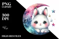 Cute Colorful Baby Arctic Hare with Moon and Stars Product Image 3