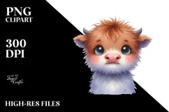 Funny Expressive Highland Cow Baby PNG Product Image 2