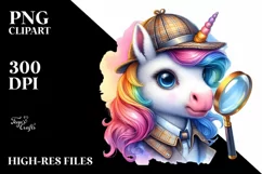 Colorful Unicorn Detective PNG Product Image 3