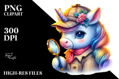 Colorful Unicorn Detective PNG Product Image 2