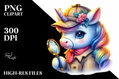 Colorful Unicorn Detective PNG Product Image 3