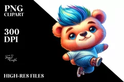 Cute Baby Bear Jumping PNG Product Image 3