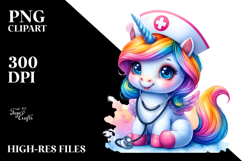 Colorful Baby Unicorn in Nurse&#039;s Cap Product Image 2