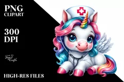 Watercolor Unicorn Nurse PNG Product Image 3