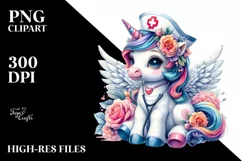 Colorful Baby Unicorn in Nurse's Cap Product Image 3