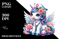 Colorful Baby Unicorn in Nurse&#039;s Cap Product Image 2