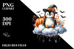 Spooky Penguin on Cloud Halloween PNG Product Image 2