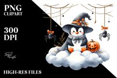 Spooky Penguin on Cloud Halloween PNG Product Image 2