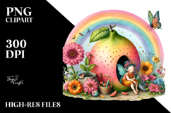 Fruit Fairy House with Rainbow Clipart Product Image 2