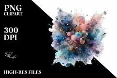 Abstract Watercolor Cosmos -Like Sublimation Clipart Product Image 1
