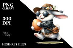 Bunny with Leather Hat Running PNG Product Image 2