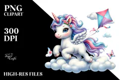 Watercolor Pastel Unicorn Cloud Puff | Clipart Product Image 2