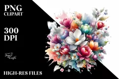 Colorful Bouquet with Magnolia | Sublimation Clipart Product Image 3