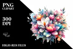 Colorful Bouquet with Magnolia | Sublimation Clipart Product Image 1