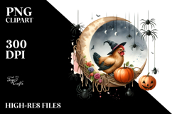 Spooky Chicken on Half Moon Halloween PNG Product Image 2
