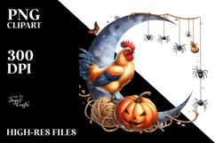 Spooky Chicken on Half Moon Halloween Clipart Product Image 2