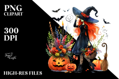 Witch Halloween Watercolor Clipart Product Image 2