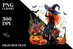 Witch Halloween Watercolor Clipart Product Image 3