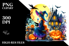 Witch Halloween Watercolor Clipart Product Image 2