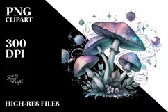 Detailed Mystical Celestial Mushroom PNG Product Image 3