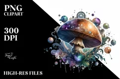 Detailed Mystical Celestial Mushroom PNG Product Image 1