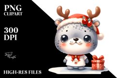 Expressive Seal with Reindeer Horns PNG Product Image 3