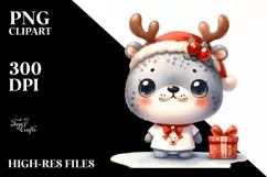 Expressive Seal with Reindeer Horns PNG Product Image 3