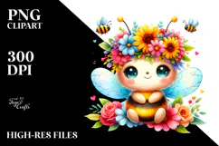 Cartoon-Style Watercolor Bee Crown | Clipart Product Image 2