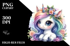 Cute Baby Unicorn with Cool Haircut Clipart Product Image 3