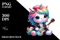 Cute Unicorn Rock 'n' Roll PNG Product Image 2