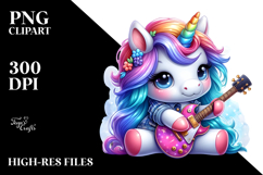 Colorful Cute Baby Unicorn in Rock &#039;n&#039; Roll Club PNG Product Image 2