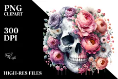 Cute Skull Made of Flowers PNG Product Image 2