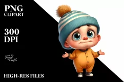 Funny Baby Standing with Confused Hat | Watercolor Clipart Product Image 3