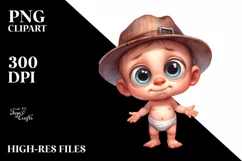 Funny Baby Standing with Confused Hat | Watercolor Clipart Product Image 1