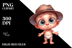 Funny Baby Standing with Confused Hat | Watercolor Clipart Product Image 2