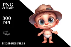 Funny Baby Standing with Confused Hat | Watercolor Clipart Product Image 2