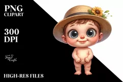 Funny Baby Standing with Confused Hat | Watercolor Clipart Product Image 1