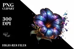 A Shiny Petunia Clipart with Watercolor Splash Product Image 1