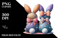 Vintage Bunnies Sitting PNG Product Image 2