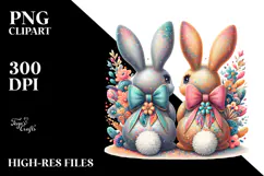 Vintage Bunnies Sitting PNG Product Image 2
