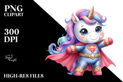 Watercolor Pastel Unicorn Hero Posing | Clipart Product Image 2