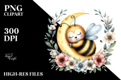 Baby Bee Sleeping on the Moon PNG Product Image 2